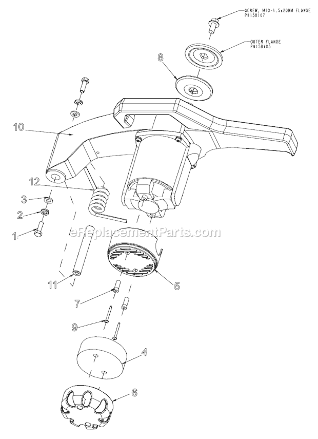 Cutting Head Assembly Diagram and Parts List for BD1272  Barranca Diamond Chop Saw